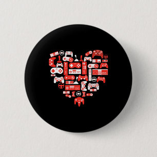 Video Game Valentines Day Shirt For Boys Kids Teen 6 Cm Round Badge