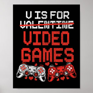 Video Game Valentines Day Shirt For Boys Kids Teen Poster