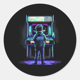 Video Game Vintage Retro Arcade 3 Classic Round Sticker