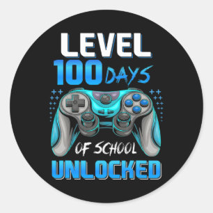 Video Gamer 100th Day Of School Level 100 Days Unl Classic Round Sticker