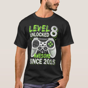 Video Gamer 8th Birthday Level 8 Unlocked Awesome T-Shirt