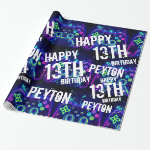 Video Gamer Arcade Gaming Level Up Birthday Wrapping Paper