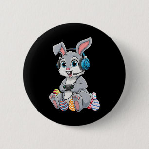 Video Gamer Bunny Egg Gaming Boys Men Kids Happy E 6 Cm Round Badge