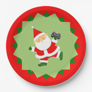 Video Gamer Christmas Holiday Paper Plate