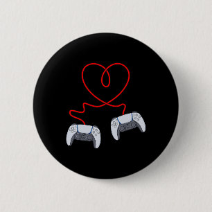 Video Gamer Controllers Valentines Day Heart Boys  6 Cm Round Badge