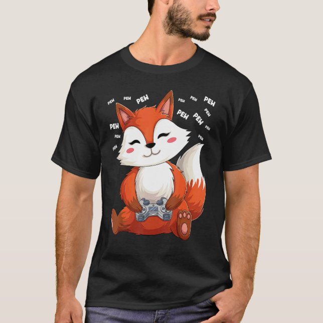 Video Gamer Fox Gaming Fox Pew Gamer Kids T-Shirt (Front)