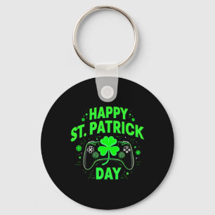 Video Gamer Funny Shamrock Happy St Patrick's Day Key Ring