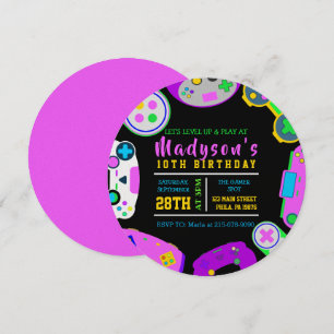 VIDEO GAMER GAMING Girl Birthday Party Invitation