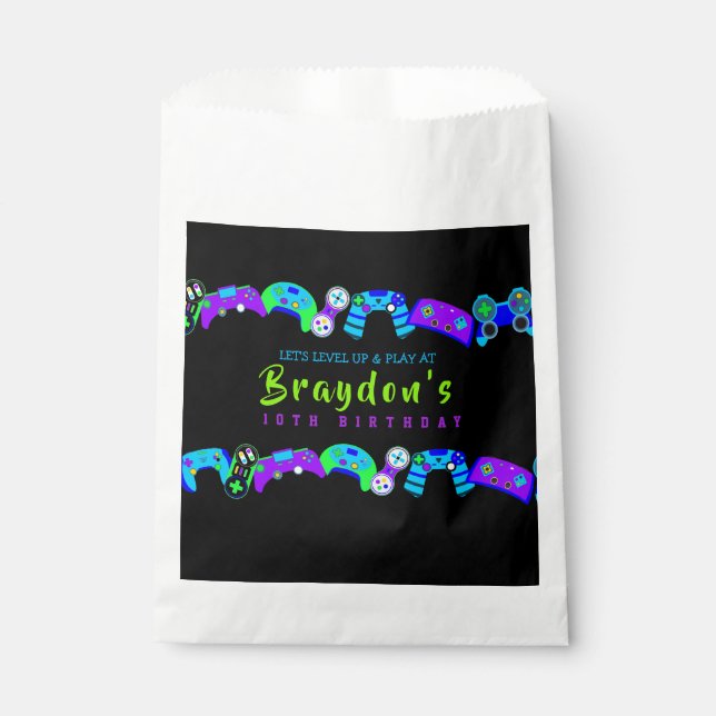 VIDEO GAMER GAMING Kids Birthday Party Favour Bag (Front)