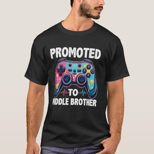 Video Gamer Gender Reveal Party Promoted To Middle T-Shirt (Front)