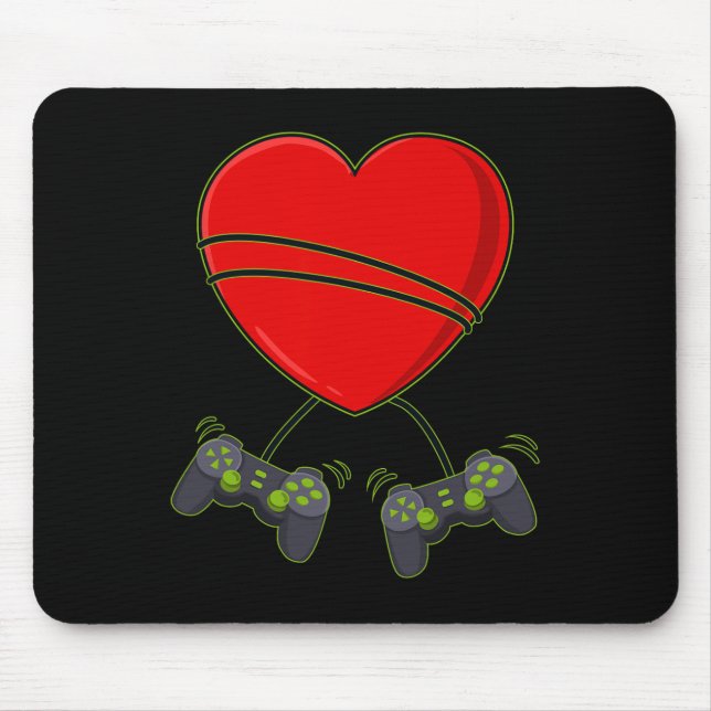 Video Gamer Heart Controllers Valentines Day Boys  Mouse Pad (Front)
