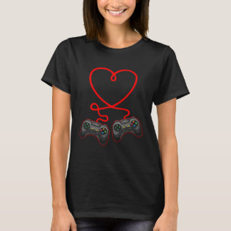 Video Gamer Heart Controllers Valentines Day Boys  T-Shirt
