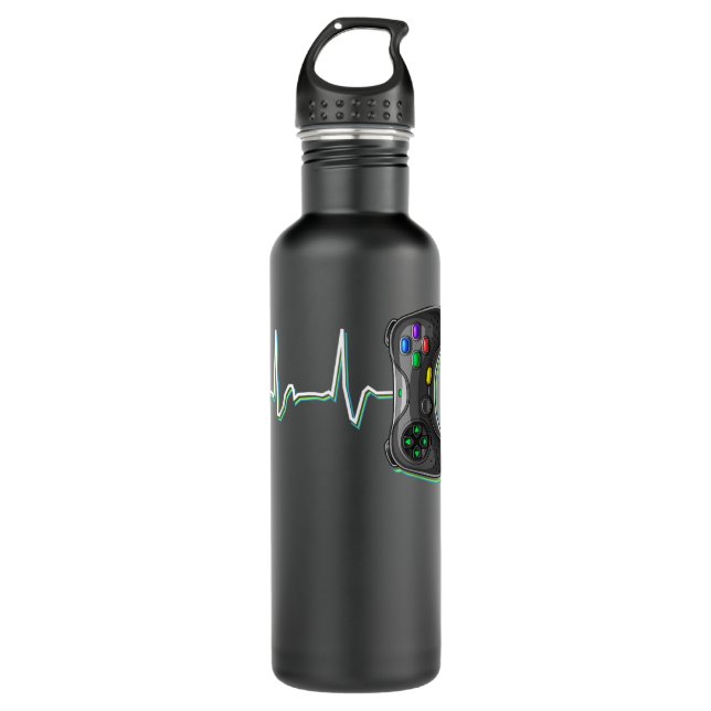 Video Gamer Heartbeat Video Game Controller Gift K 710 Ml Water Bottle (Front)