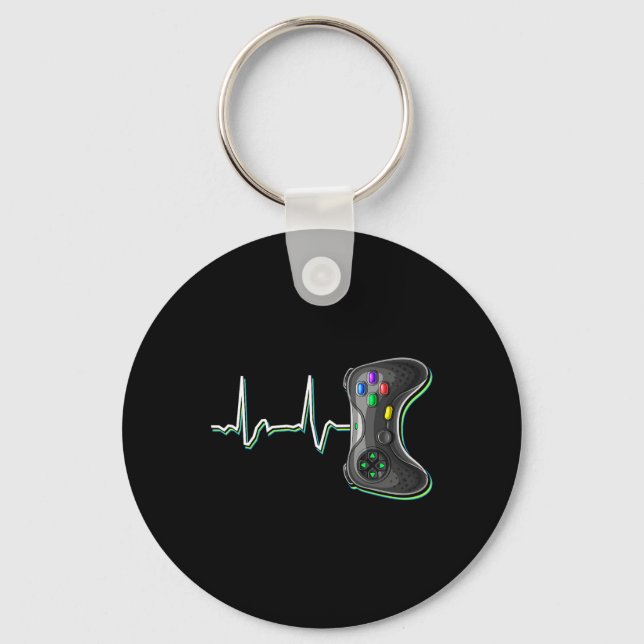 Video Gamer Heartbeat Video Game Controller Gift K Key Ring (Front)