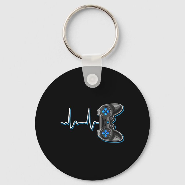 Video Gamer Heartbeat Video Game Controller Gift K Key Ring (Front)