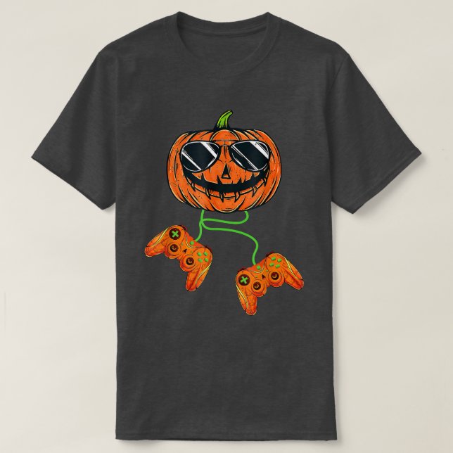 Video Gamer Jack O Lantern Gamer Halloween Costume T-Shirt (Design Front)