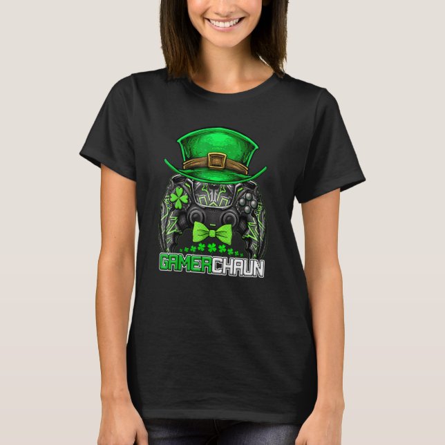 Video Gamer Leprechaun Gamers St Patrick's Day Gam T-Shirt (Front)