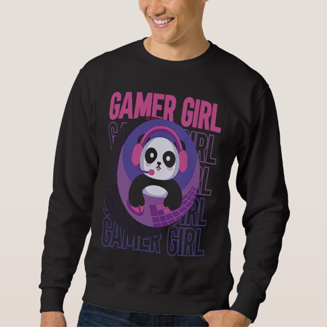 Video Gamer Panda Video Gaming Girls Gamer Girl Sweatshirt (Front)