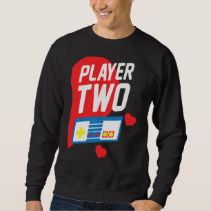 Video Gamer Player 2 Funny Gaming Matching Valenti Sweatshirt