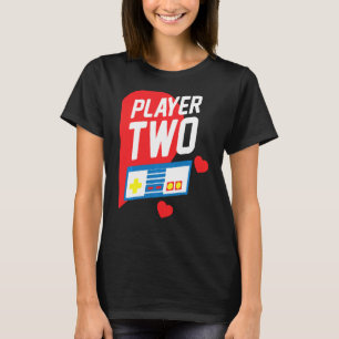 Video Gamer Player 2 Funny Gaming Matching Valenti T-Shirt