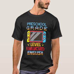 Video Gamer Preschool Level Unlocked English Back T-Shirt