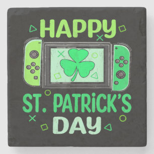 Video Gamer Shamrock Happy St Patricks Day Stone Coaster