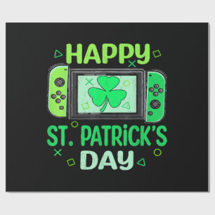 Video Gamer Shamrock Happy St Patricks Day Wrapping Paper