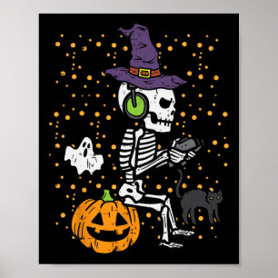 Video Gamer Skeleton Halloween Costume Men Boys Ki Poster