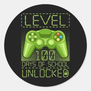 Video Gamer Student 100th Day 100 Days Of School T Classic Round Sticker