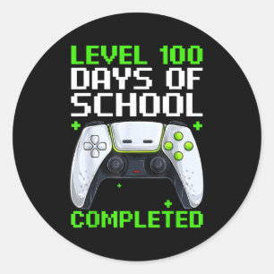 Video Gamer Student 100th Day Teacher 100 Days Of  Classic Round Sticker