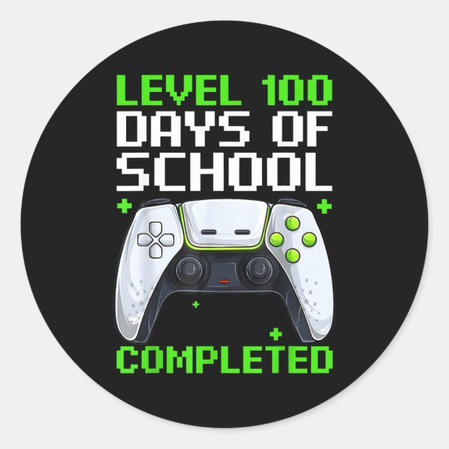 Video Gamer Student 100th Day Teacher 100 Days Of  Classic Round Sticker (Front)