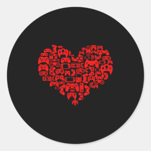Video Gamer Valentines Day Boy Heart Controller Gi Classic Round Sticker