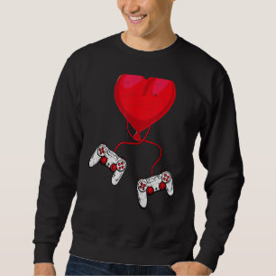 Video Gamer Valentines Day Gamer Heart With Contr Sweatshirt