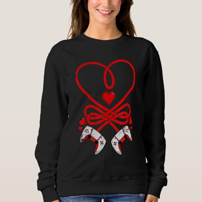 Video Gamer Valentines Day Shirt Controllers Heart (Front)