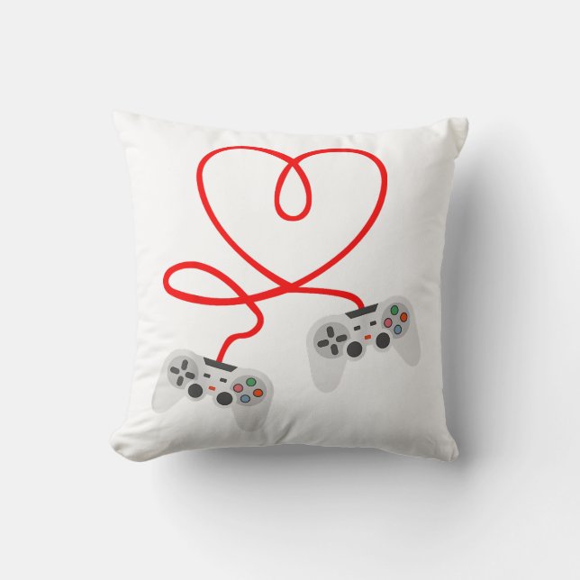 Video Gamer Valentines Day T-Shirt With Controller Cushion (Front)