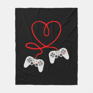Video Gamer Valentines Day T-Shirt With Controller Fleece Blanket