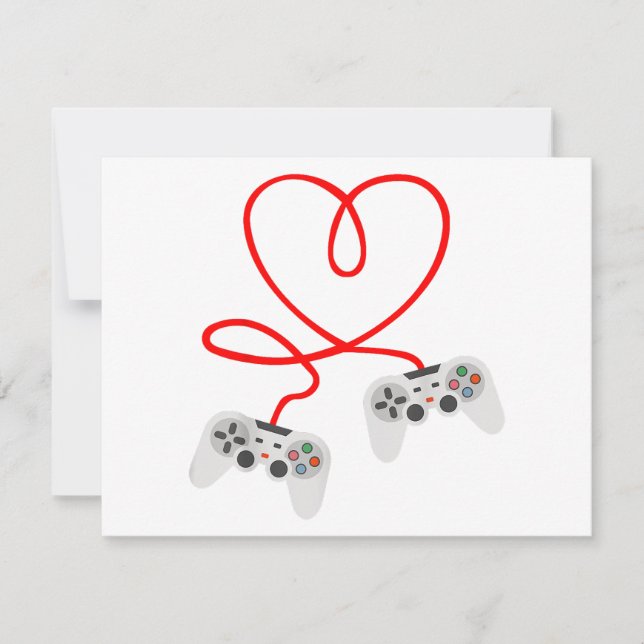Video Gamer Valentines Day T-Shirt With Controller Holiday Card (Front)