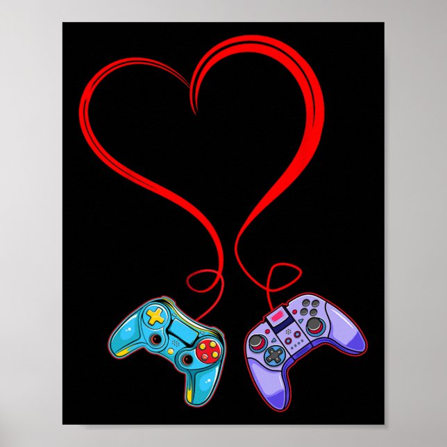 Video Gamer Valentines Day Video Game Controller H Poster (Front)