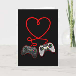 Video Gamer Valentines Day With Controllers Heart Card