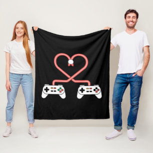 Video Gamer Valentines Day With Controllers Heart  Fleece Blanket
