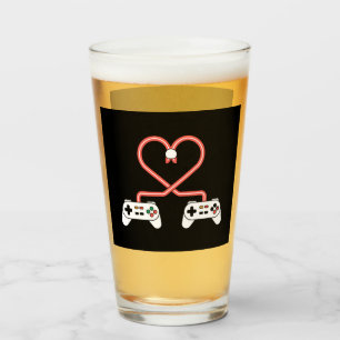 Video Gamer Valentines Day With Controllers Heart Glass