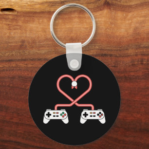 Video Gamer Valentines Day With Controllers Heart  Key Ring