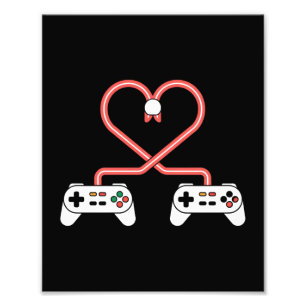 Video Gamer Valentines Day With Controllers Heart  Photo Print