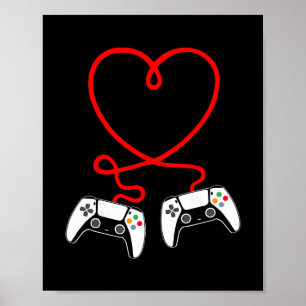 Video Gamer Valentines Day With Controllers Heart Poster