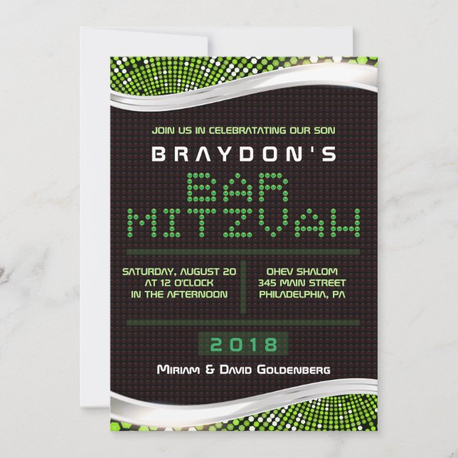 VIDEO GAMES Bar Bat Mitzvah Invitation (Front)
