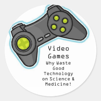 video games classic round sticker