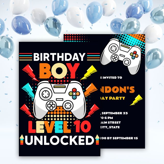Video Games Controller Level Unlocked Birthday Boy Invitation (Creator Uploaded)