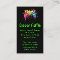 Video Games Green Baby Shower Diaper Raffle Ticket