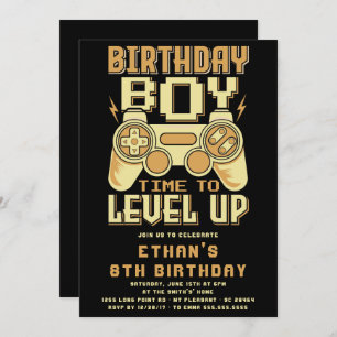 Video Games Level Up Birthday Party Invitation