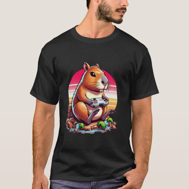 Video Games Lover Capybara Funny Video Games Capyb T-Shirt (Front)